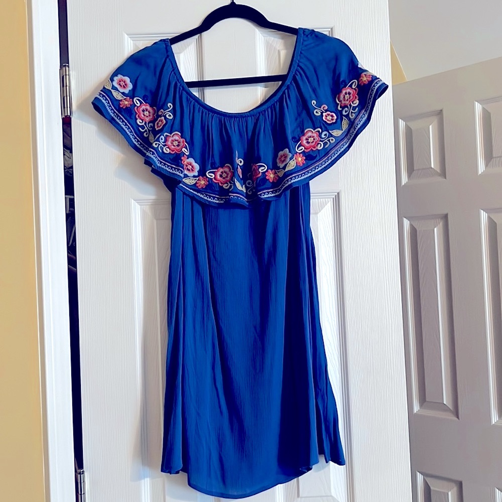 Blue Off the Shoulder Dress